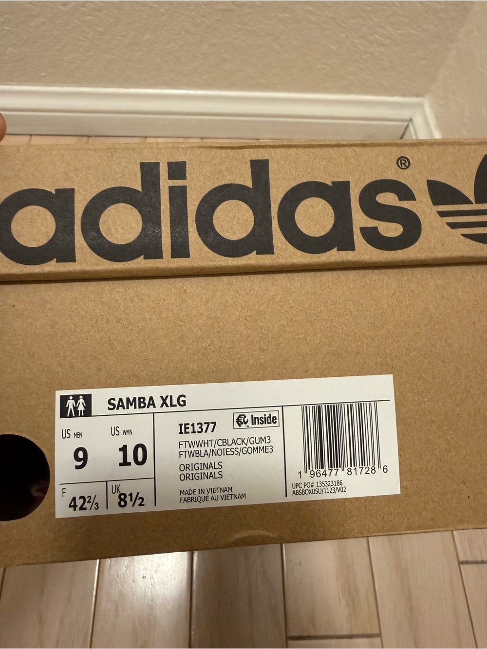 Adidas Samba XLG White & Black Sneakers with Gum Sole (Men’s 9 / Women’s 10) - Picture 4 of 5
